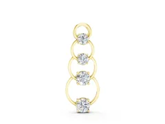 Round Diamond Cascading Circle Pendant Set in Yellow gold with Four-Prong Setting