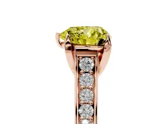 Fancy Yellow Heart Cut Diamond Solitaire Pavé Engagement Ring Set in Rose gold with Prong Setting