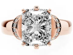 Radiant Cut Diamond Pavé Band Solitaire Ring Set in Rose gold with Prong Setting