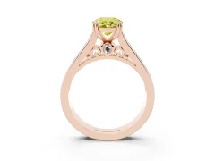 Fancy Yellow Oval Cut Diamond Channel Set Solitaire Engagement Ring Set in Rose gold with Prong Setting