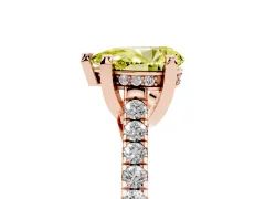 Fancy Yellow Pear Cut Diamond Solitaire Ring Set in Rose gold with Brilliant Pavé Band and Prong Setting