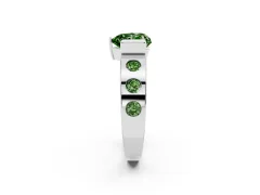 Fancy Green Heart Cut Diamond Channel-Set Band Ring Set in Platinum with Bezel Prong Setting