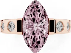 Fancy Pink Marquise Cut Diamond Channel-Set Band Ring Set in Rose gold with Bezel Prong Setting