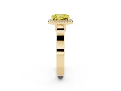 Fancy Yellow Radiant Cut Diamond Halo Ring Set in Yellow gold with Pavé-Lined Split Shank Band