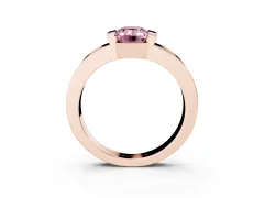 Fancy Pink Emerald Cut Diamond Channel-Set Band Ring Set in Rose gold with Bezel Prong Setting