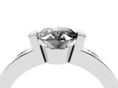 Fancy Black Oval Cut Diamond Channel-Set Band Ring Set in White gold with Bezel Prong Setting
