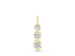 Three-Stone Round Diamond Cascade Drop Pendant Set in Yellow gold with Prong Setting