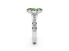 Fancy Green Marquise Cut Diamond Channel Set Solitaire Engagement Ring Set in Silver with Prong Setting