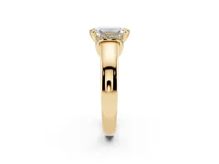 Emerald Cut Diamond Pavé Band Solitaire Ring Set in Yellow gold with Prong Setting