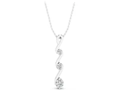 Three-Stone Round Diamond Twist Pendant Set in White gold with Prong Setting