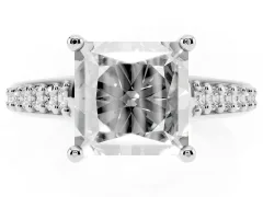 Princess Cut Diamond Prong Set Solitaire Engagement Ring Set in Platinum with Pavé Band