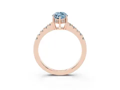 Fancy Blue Marquise Cut Diamond Solitaire Engagement Ring Set in Rose gold with Pavé Band and Prong Setting