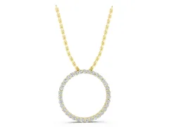 Round Diamond Eternity Loop Pendant Set in Yellow gold with Prong-Set Stones