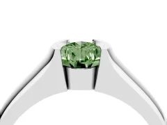 Fancy Green Pear Cut Diamond Bezel Solitaire Ring Set in Platinum with Wide Band