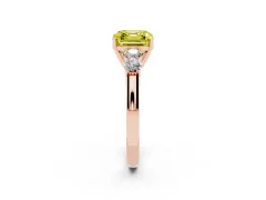 Fancy Yellow Asscher Cut Diamond Five-Stone Prong Set Band Ring Set in Rose gold with Polished Band