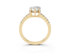 Heart Cut Diamond Solitaire Engagement Ring Set in Yellow gold with Pavé Band and Prong Setting