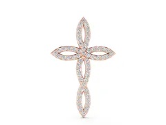Marquise Diamond Pavé Cross Pendant Set in Rose gold with Tapered Arms