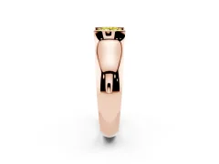 Fancy Yellow Princess Cut Diamond Bezel Solitaire Ring Set in Rose gold with Wide Band