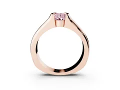 Fancy Pink Pear Cut Diamond Bezel Solitaire Ring Set in Rose gold with Wide Band