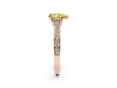 Fancy Yellow Pear Cut Diamond Solitaire Pavé Engagement Ring Set in Rose gold with Prong Setting