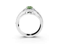 Fancy Green Pear Cut Diamond Halo Ring Set in White gold with Double Pavé Split Shank