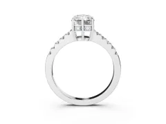 Radiant Cut Diamond Solitaire Engagement Ring Set in White gold with Pavé Band and Prong Setting