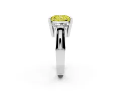 Fancy Yellow Radiant Cut Diamond Three-Stone Channel Set Ring Set in White gold with Smooth Polished Band