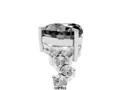 Fancy Black Heart Cut Diamond Ring Set in Platinum with Scattered Round Accents