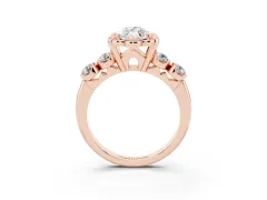Marquise Cut Diamond Floral Halo Ring Set in Rose gold with Shared Prong Band