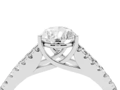 Pear Cut Diamond Split Shank Pavé Engagement Ring Set in Silver with Prong-Held Center Stone