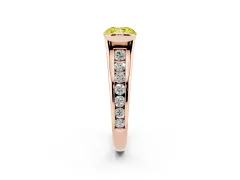 Fancy Yellow Cushion Cut Diamond Bezel-Set Solitaire Ring Set in Rose gold with Channel-Set Band