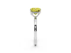 Fancy Yellow Radiant Cut Diamond Solitaire Ring Set in White gold with Plain Band and Prong Setting