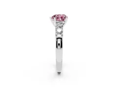 Fancy Pink Heart Cut Diamond Five-Stone Prong Set Engagement Ring Set in Platinum with Channel Band