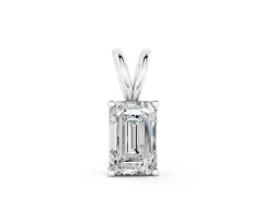 Emerald Cut Solitaire Pendant Set in Silver with Four-Prong Setting