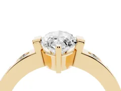 Marquise Cut Diamond Channel-Set Band Ring Set in Yellow gold with Bezel Prong Setting