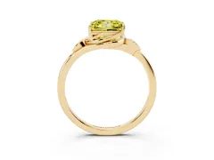 Fancy Yellow Princess Cut Diamond Solitaire Ring Set in Yellow gold with Polished Twist Band