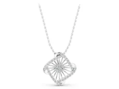 Round Diamond Cluster Pendant Set in Silver with Prong Setting