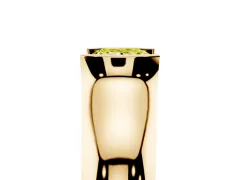 Fancy Yellow Princess Cut Diamond Bezel Solitaire Ring Set in Yellow gold with Wide Band
