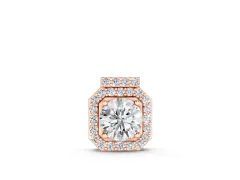 Round Diamond Halo Pendant Set in Rose gold with Prong-Set Center and Halo