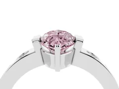 Fancy Pink Marquise Cut Diamond Channel-Set Band Ring Set in Platinum with Bezel Prong Setting