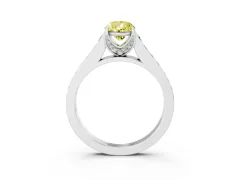 Fancy Yellow Pear Cut Diamond Solitaire Pavé Engagement Ring Set in Silver with Prong Setting