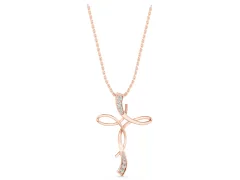 Pavé Round Diamond Twist Cross Pendant Set in Rose gold with Prong Setting
