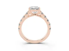 Princess Cut Diamond Solitaire Ring Set in Rose gold with Cut-Down Micro Pavé Band and Prong Setting