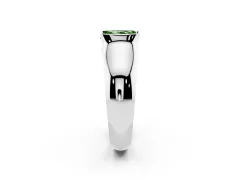 Fancy Green Radiant Cut Diamond Bezel Solitaire Ring Set in Platinum with Wide Band