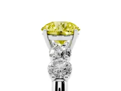Fancy Yellow Round Cut Diamond Five-Stone Prong Set Ring Set in White gold with Classic Band