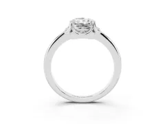 Radiant Cut Diamond Round Cluster Halo Ring Set in Platinum with Solitaire Band and Prong Setting