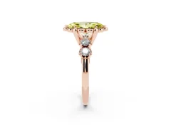 Fancy Yellow Marquise Cut Diamond Floral Halo Ring Set in Rose gold with Shared Prong Band