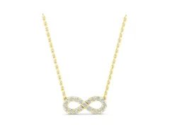 Infinity Pendant Set in Yellow gold with Round Diamond Pavé Loop