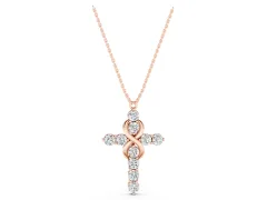 Round Diamond Infinity Cross Pendant Set in Rose gold with Prong Setting