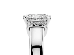 Radiant Cut Diamond Pavé Band Solitaire Ring Set in Silver with Prong Setting